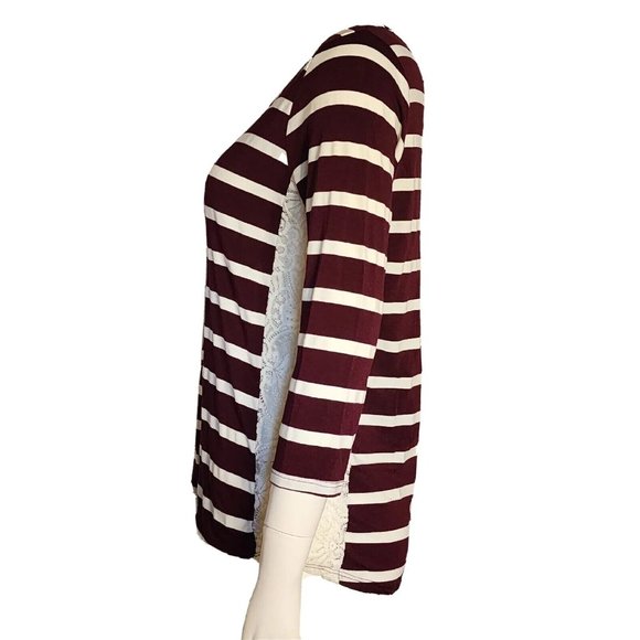 PAPERMOON Stitch Fix Purple White Striped Lace Detail Top Womens Size S Small - Picture 2 of 5